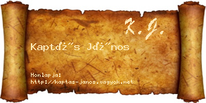 Kaptás János névjegykártya